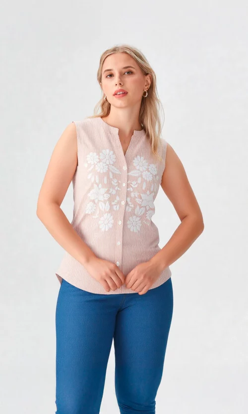Blusa mujer manga sisa rayas