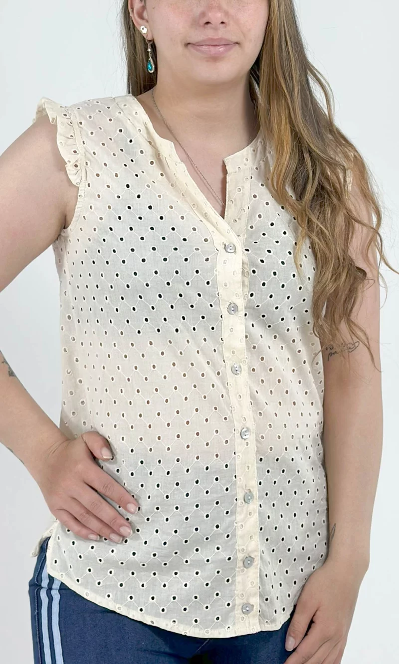 Blusa mujer manga sisa unicolor - Imagen 5