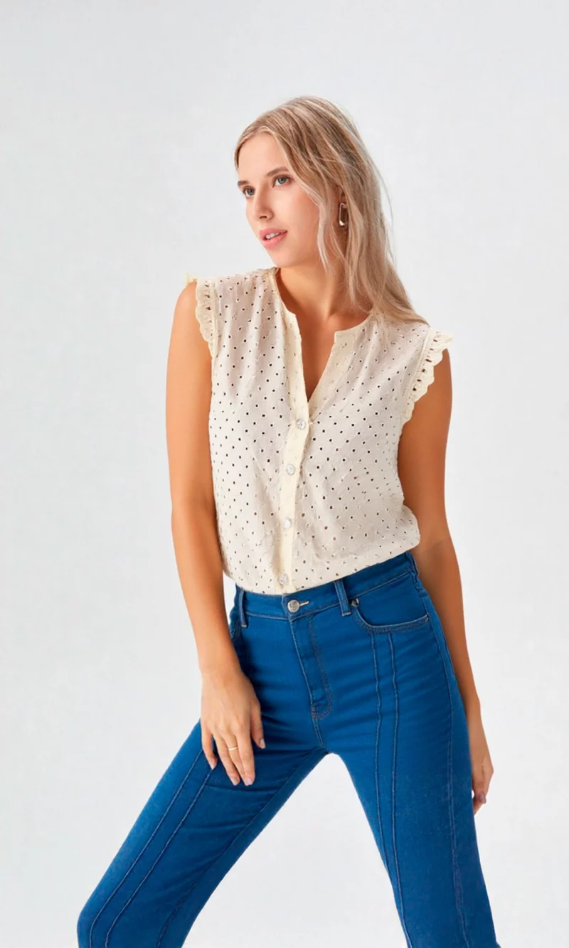 Blusa mujer manga sisa unicolor