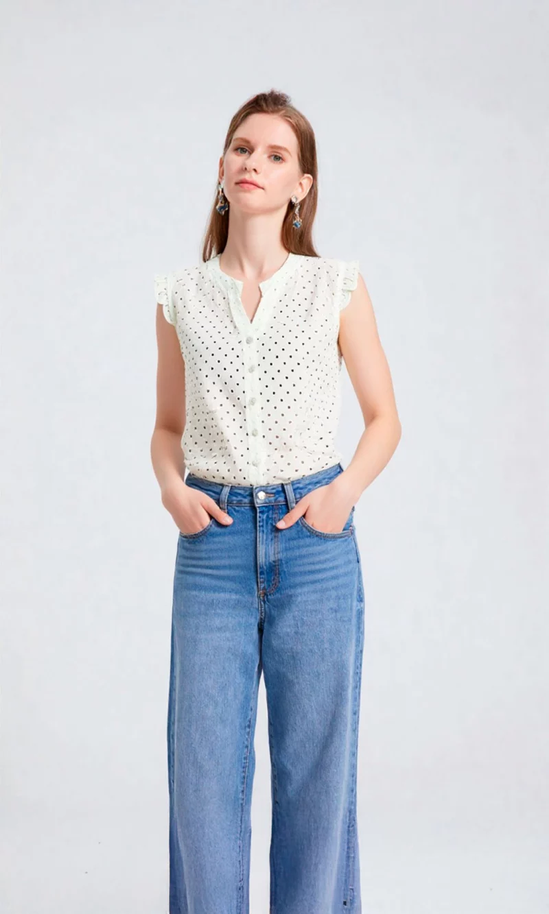 Blusa mujer manga sisa unicolor - Imagen 3