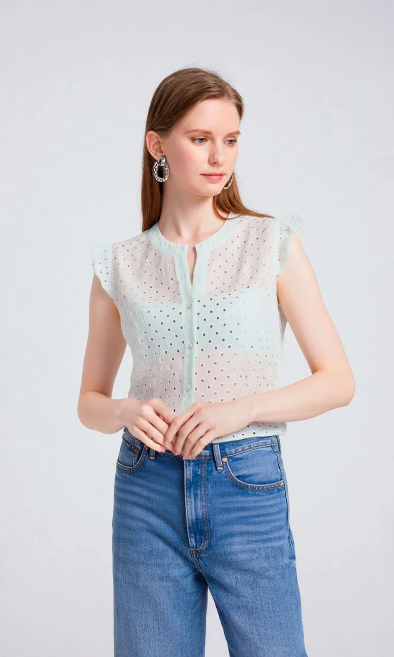 Blusa mujer manga sisa unicolor - Imagen 9