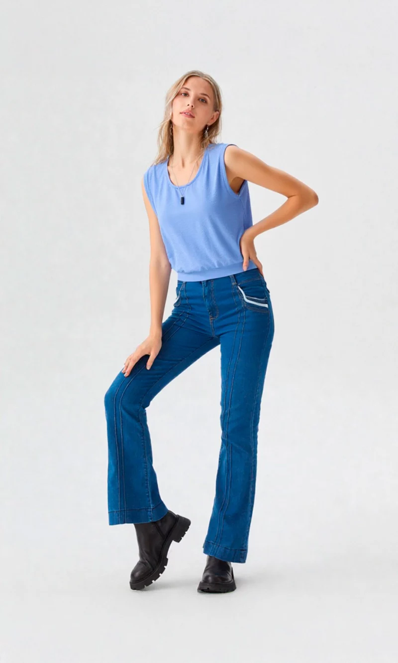 Blusa mujer manga sisa unicolor - Imagen 6