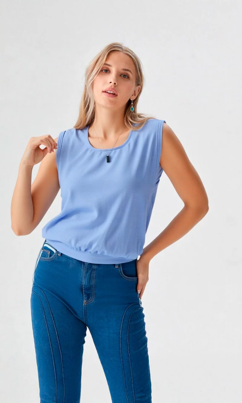 Blusa mujer manga sisa unicolor - Imagen 5