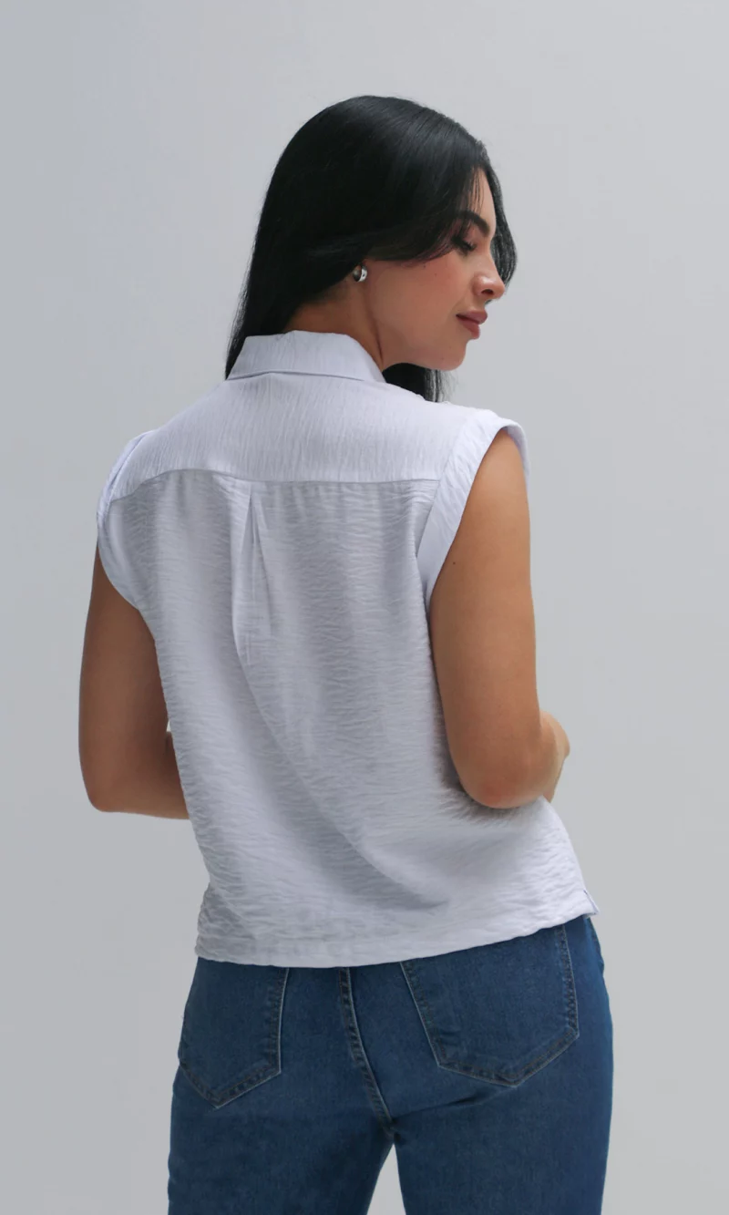 Blusa mujer manga sisa unicolor - Imagen 3