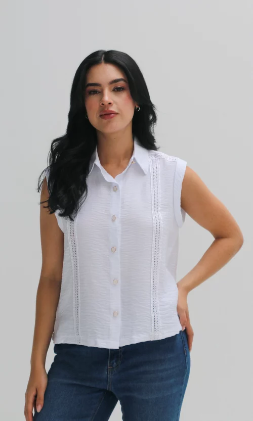 Blusa mujer manga sisa unicolor