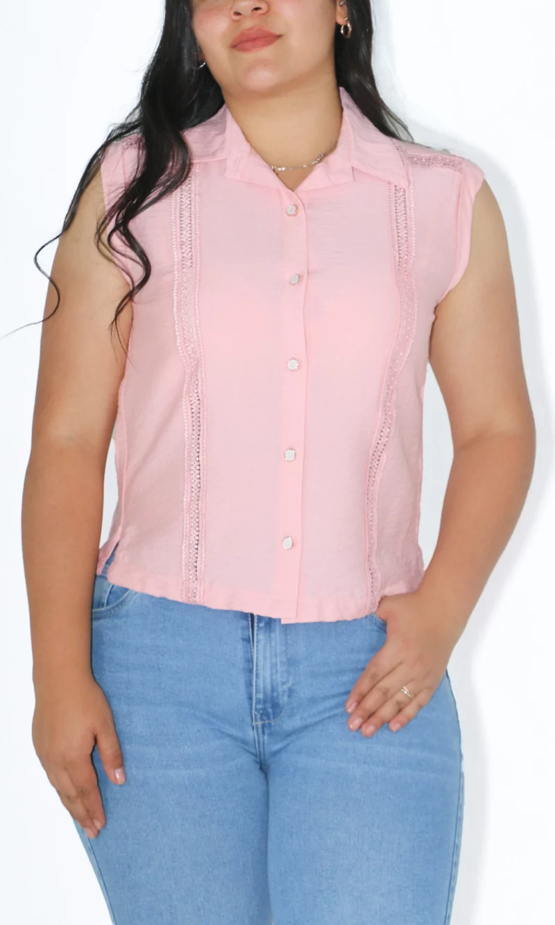 Blusa mujer manga sisa unicolor - Imagen 4