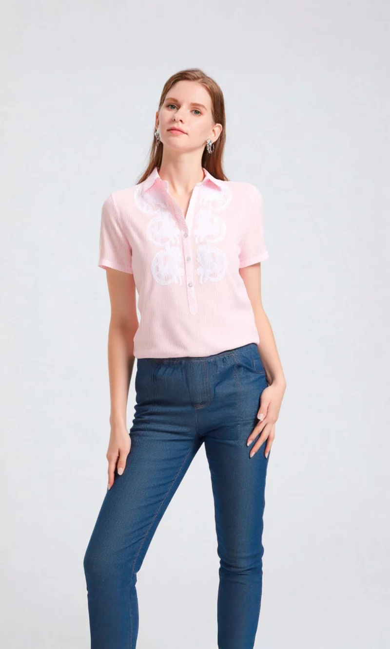 Blusa mujer manga corta rayas - Imagen 7