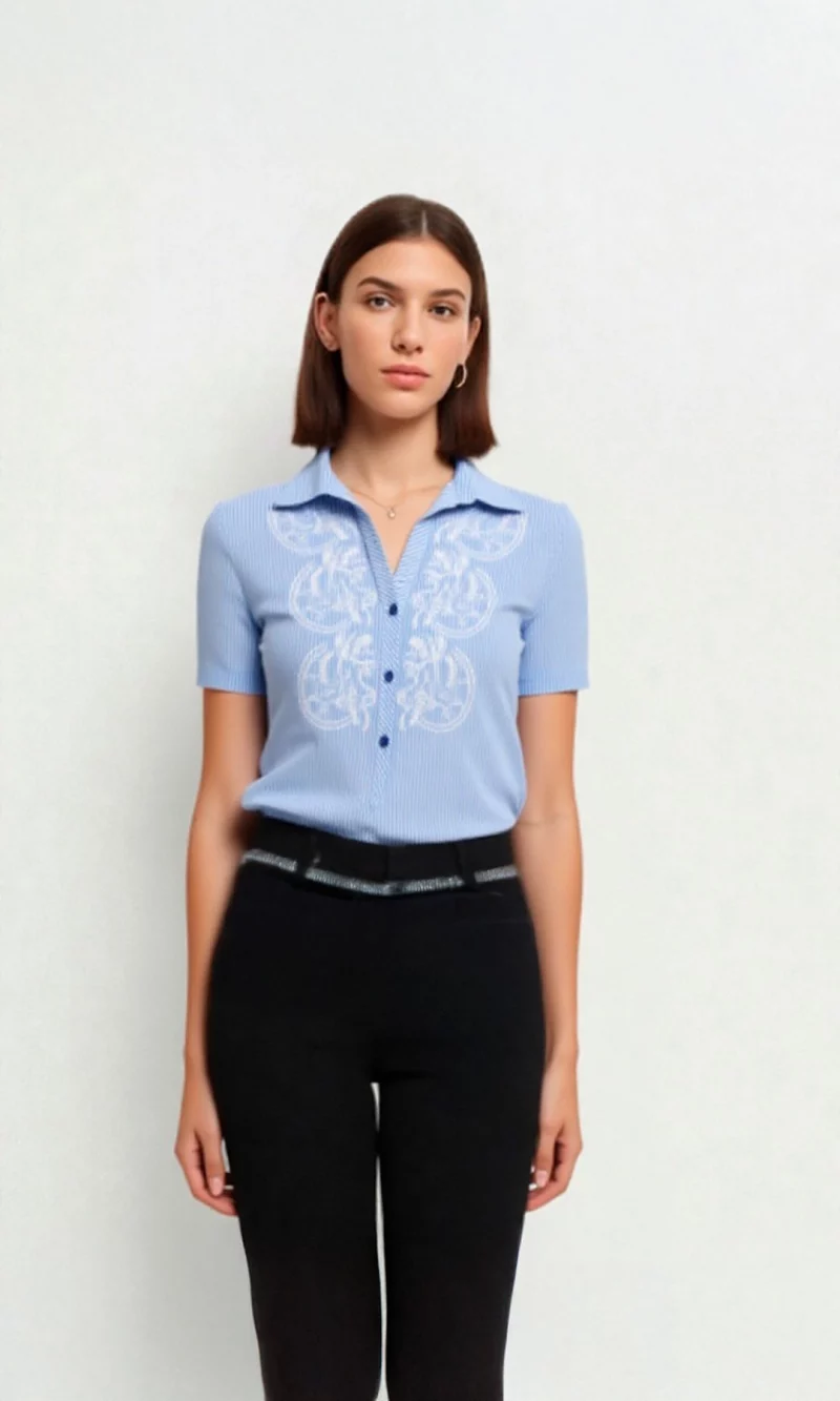 Blusa mujer manga corta rayas - Imagen 2