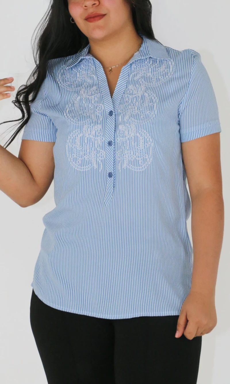 Blusa mujer manga corta rayas
