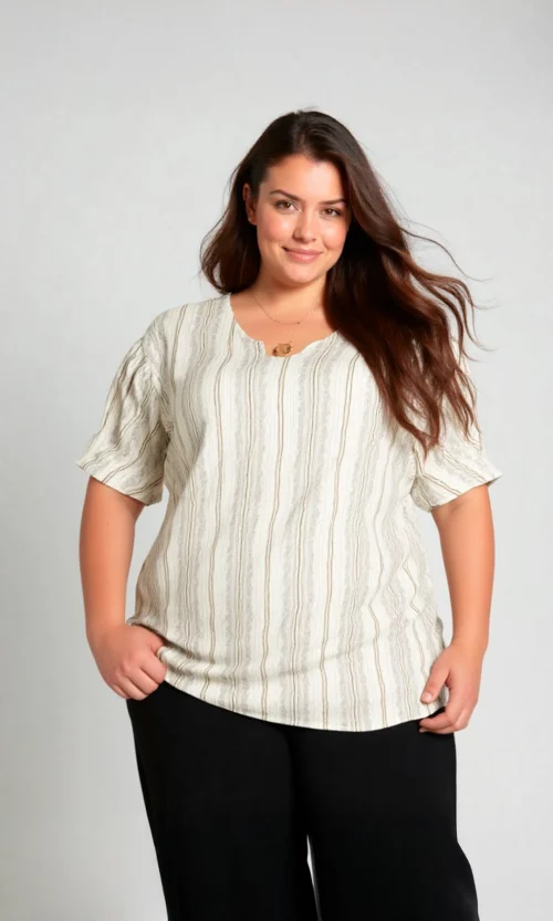 Blusa mujer manga corta rayas