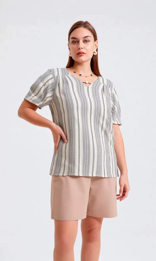 Blusa mujer manga corta rayas