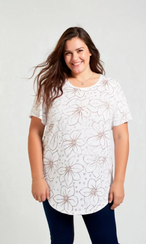 Blusa mujer manga corta estampada