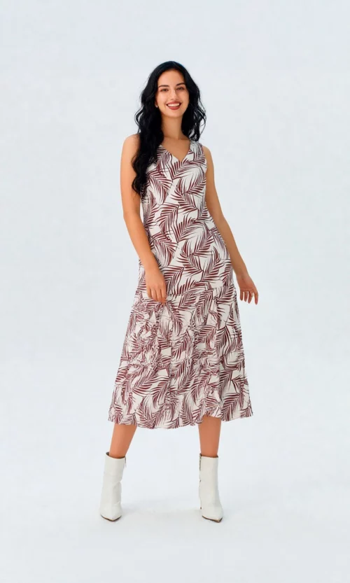 Vestido mujer manga sisa estampado