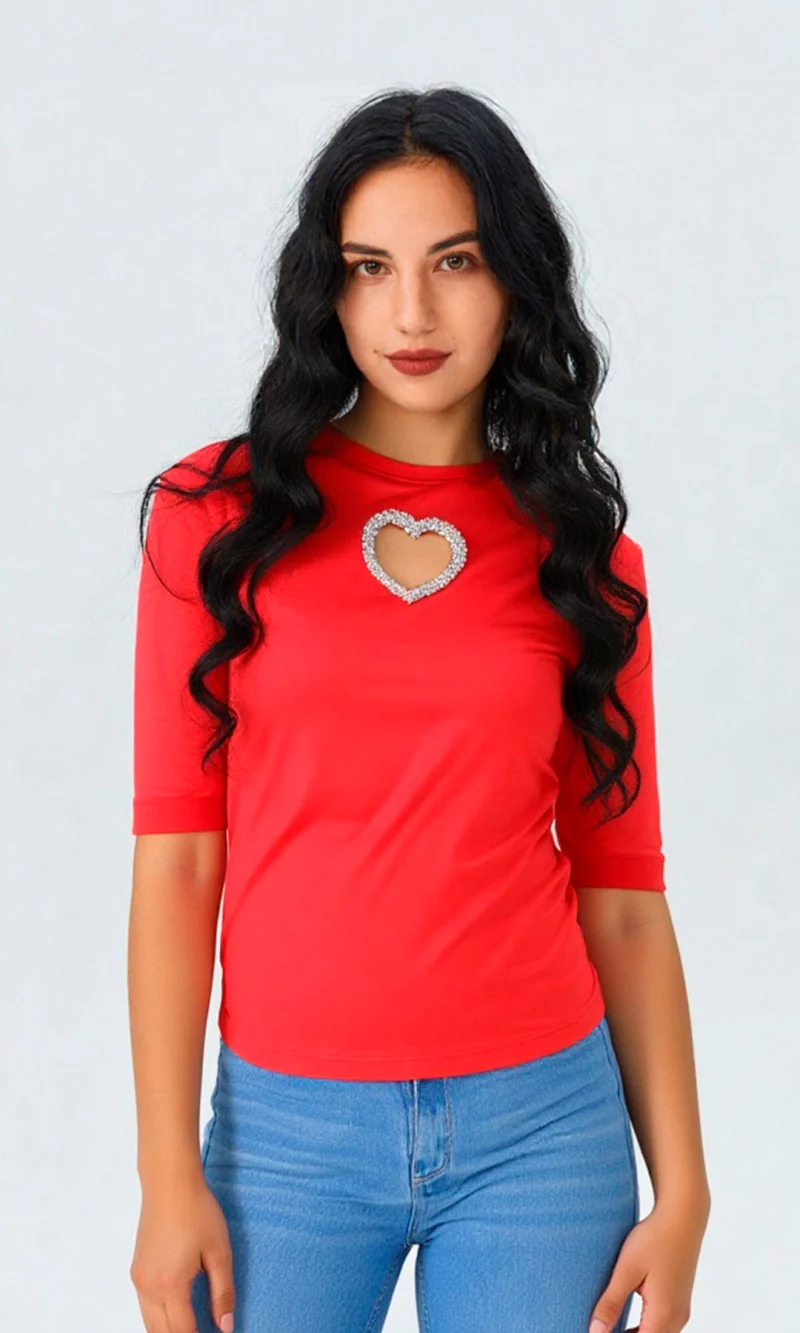 Camiseta mujer manga 3/4 estampada - Imagen 2