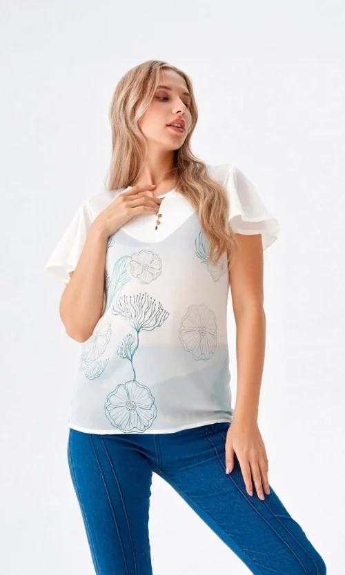 Blusa mujer manga corta estampada
