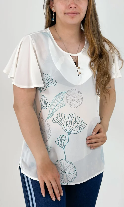 Blusa mujer manga corta estampada