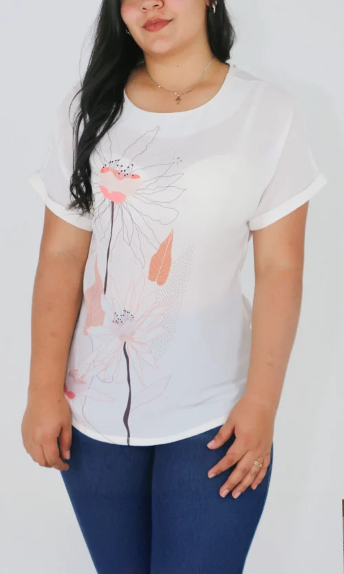 Blusa mujer manga corta estampada