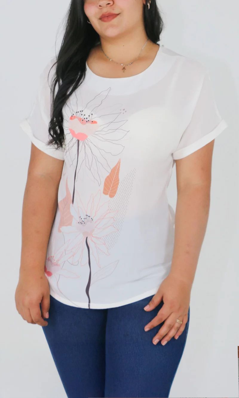 Blusa mujer manga corta estampada