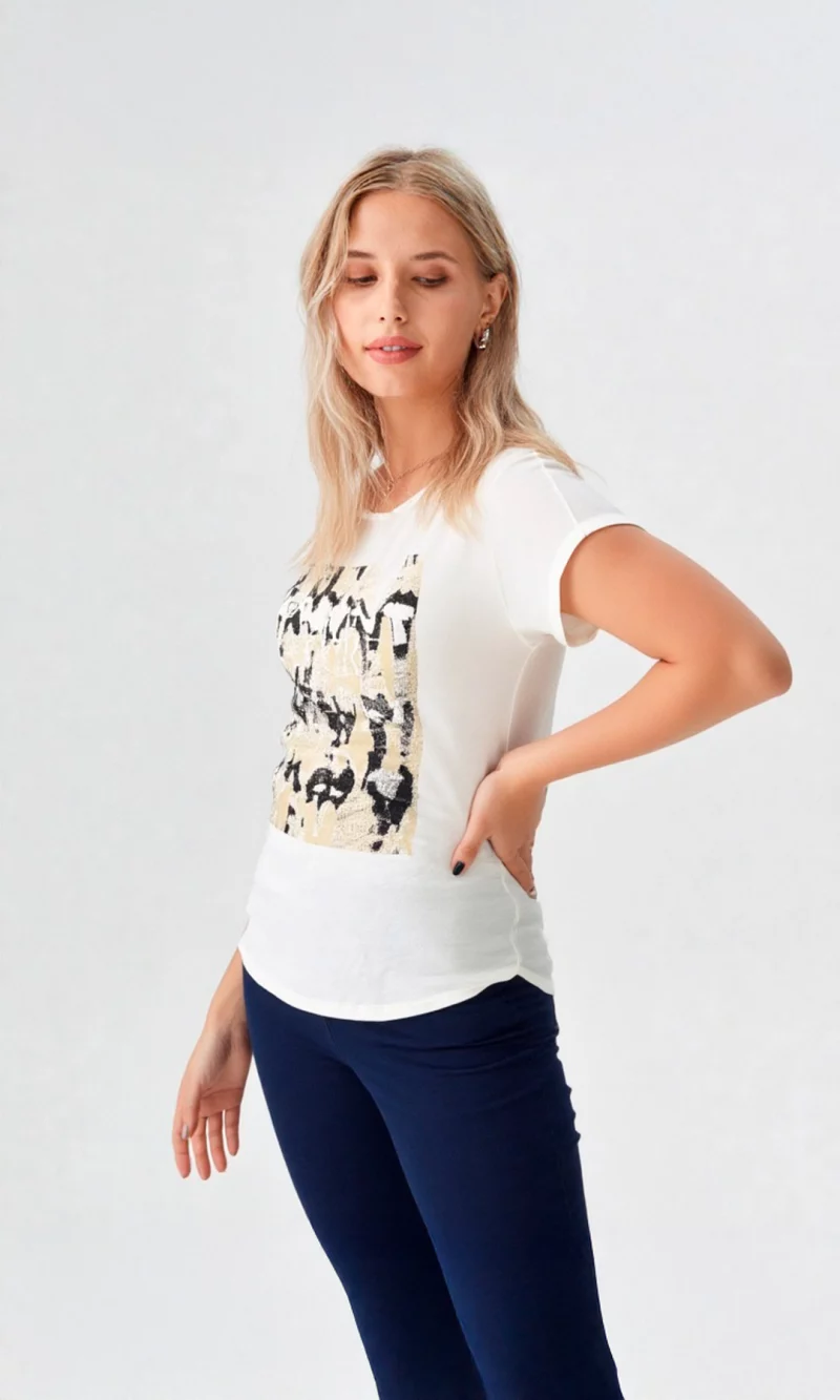 Camiseta mujer manga 3/4 estampada - Imagen 8