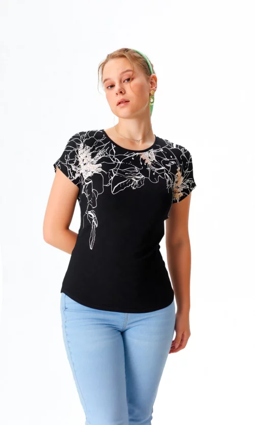 Camiseta mujer manga corta estampada