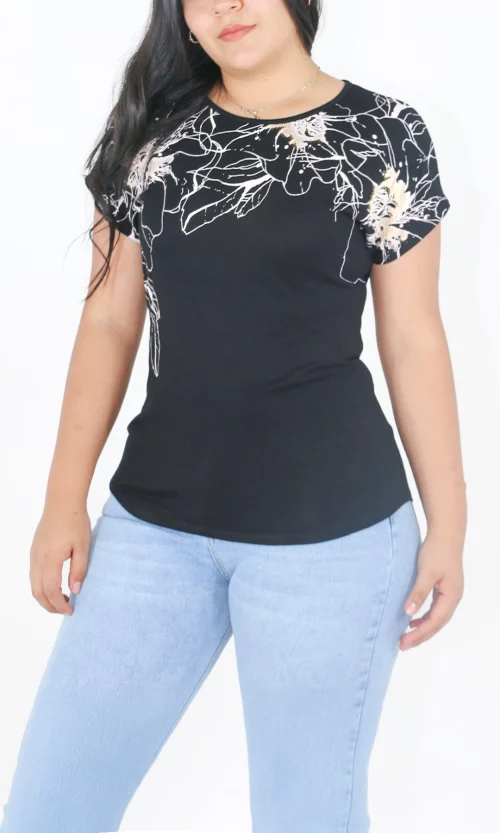 Camiseta mujer manga corta estampada