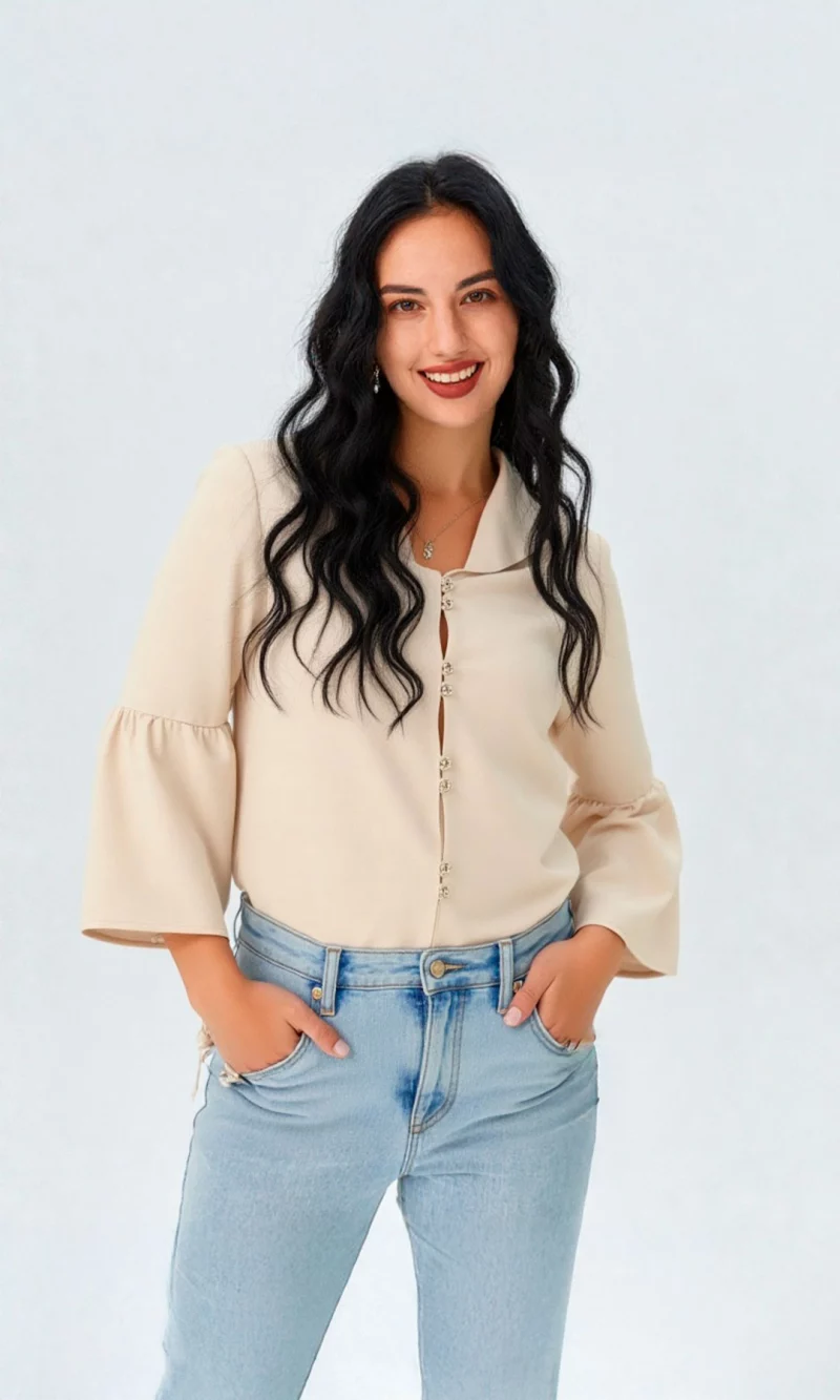Blusa mujer manga 3/4 unicolor - Imagen 5