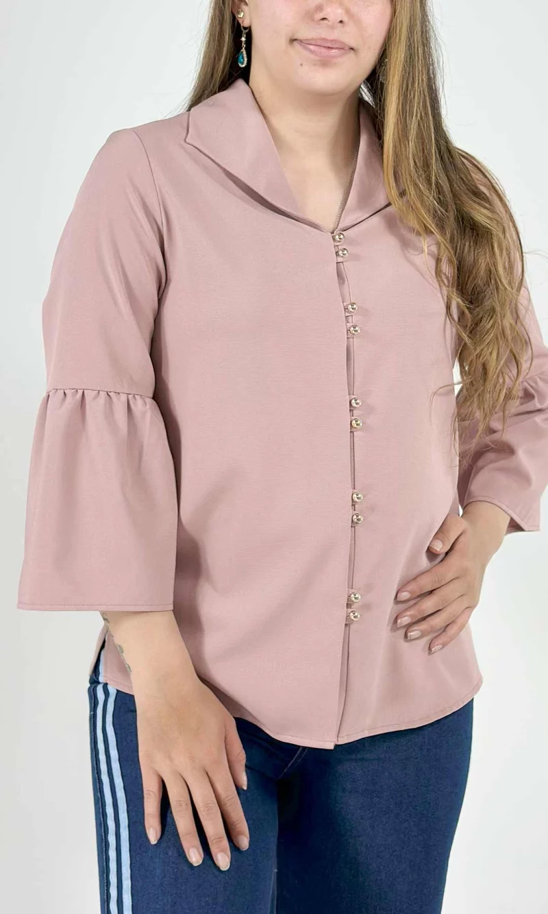 Blusa mujer manga 3/4 unicolor - Imagen 5
