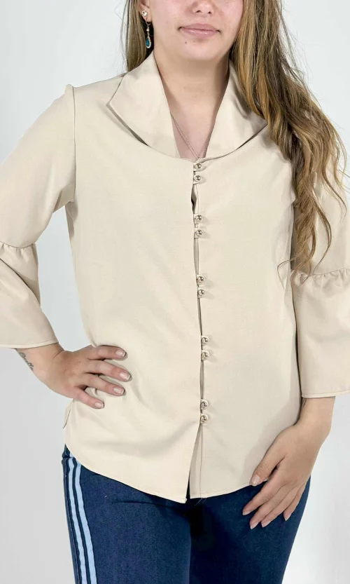 Blusa mujer manga 3/4 unicolor