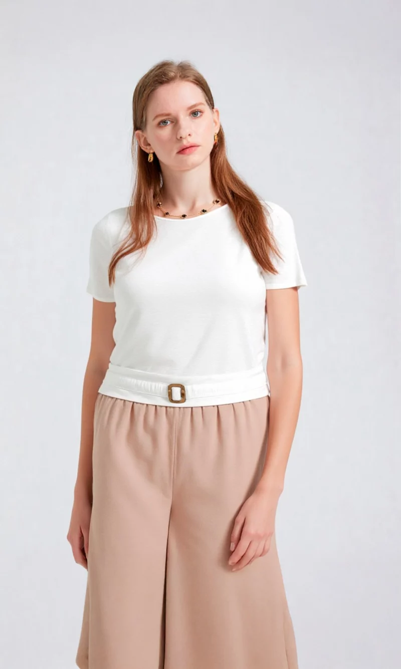 Blusa mujer manga corta unicolor