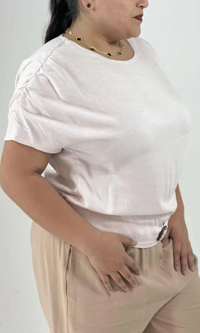 Blusa mujer manga corta unicolor - Imagen 6
