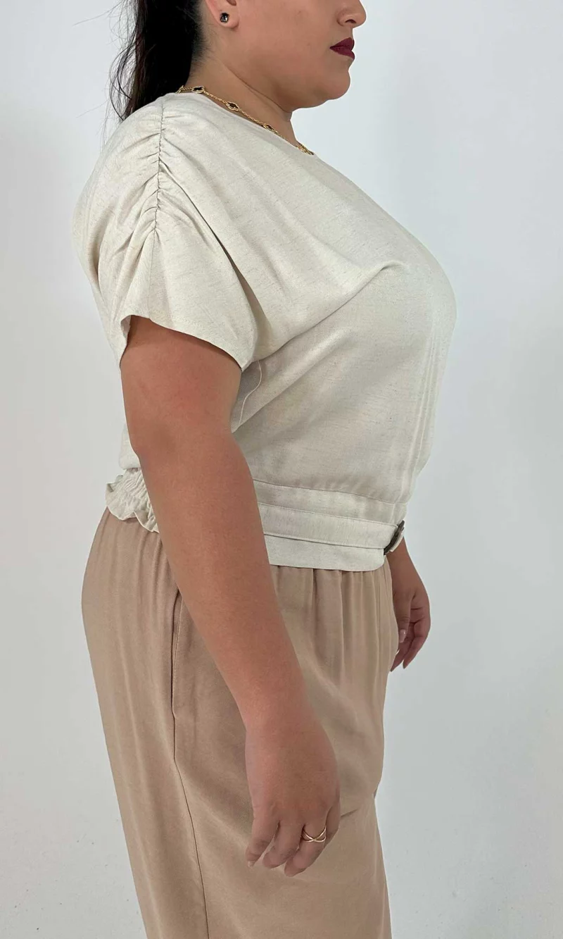 Blusa mujer manga corta unicolor - Imagen 2