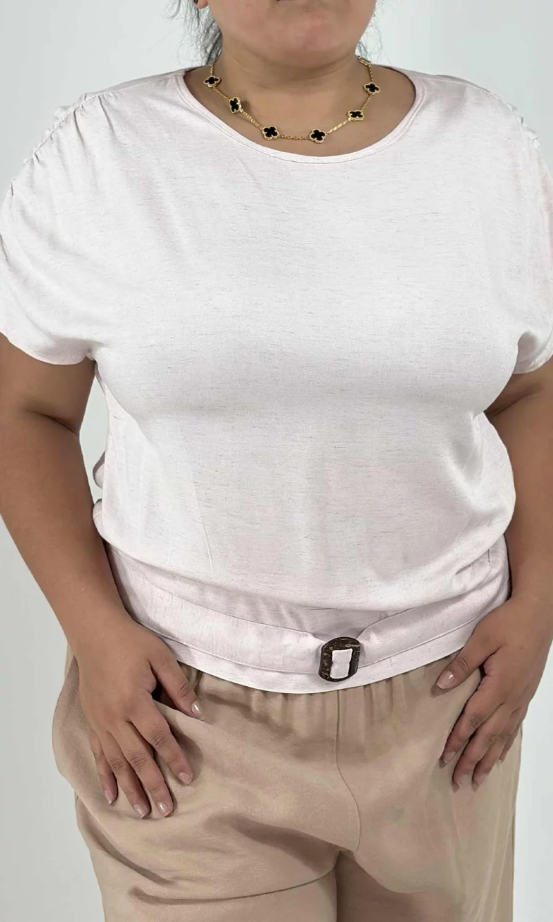 Blusa mujer manga corta unicolor - Imagen 5