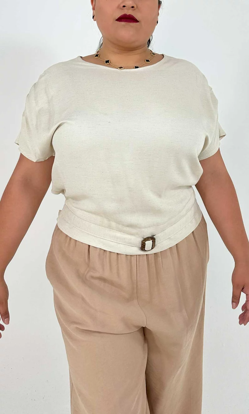 Blusa mujer manga corta unicolor