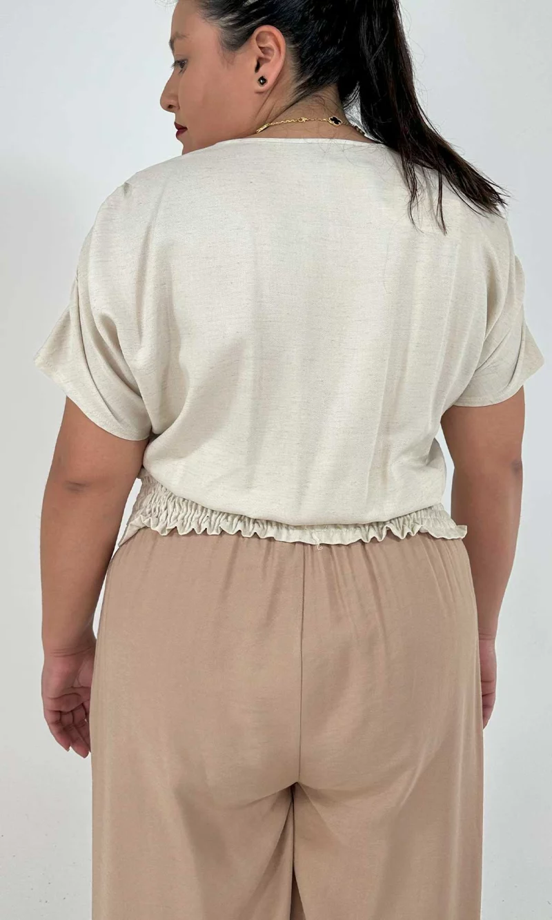 Blusa mujer manga corta unicolor - Imagen 4
