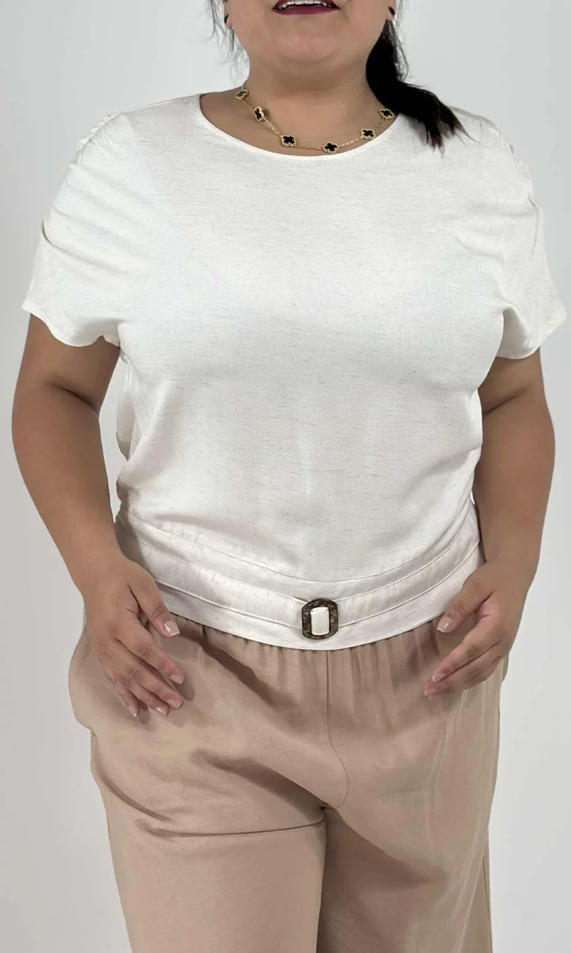 Blusa mujer manga corta unicolor - Imagen 9