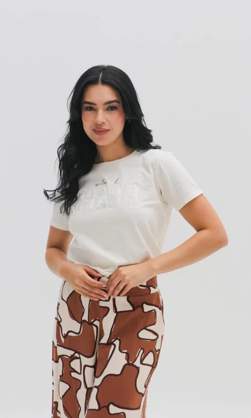 Camiseta mujer manga corta estampada