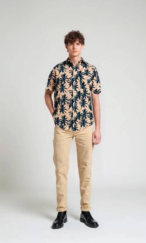 Camisa hombre manga corta estampada