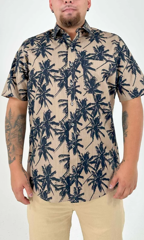 Camisa hombre manga corta estampada