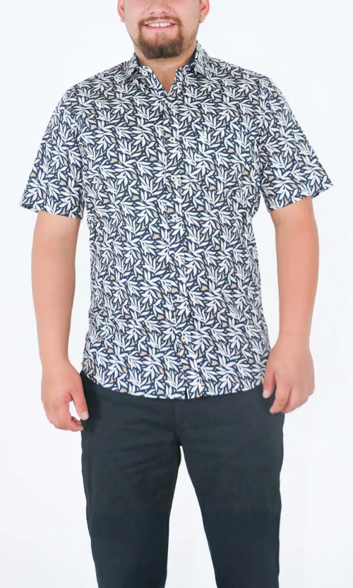 Camisa hombre manga corta estampada