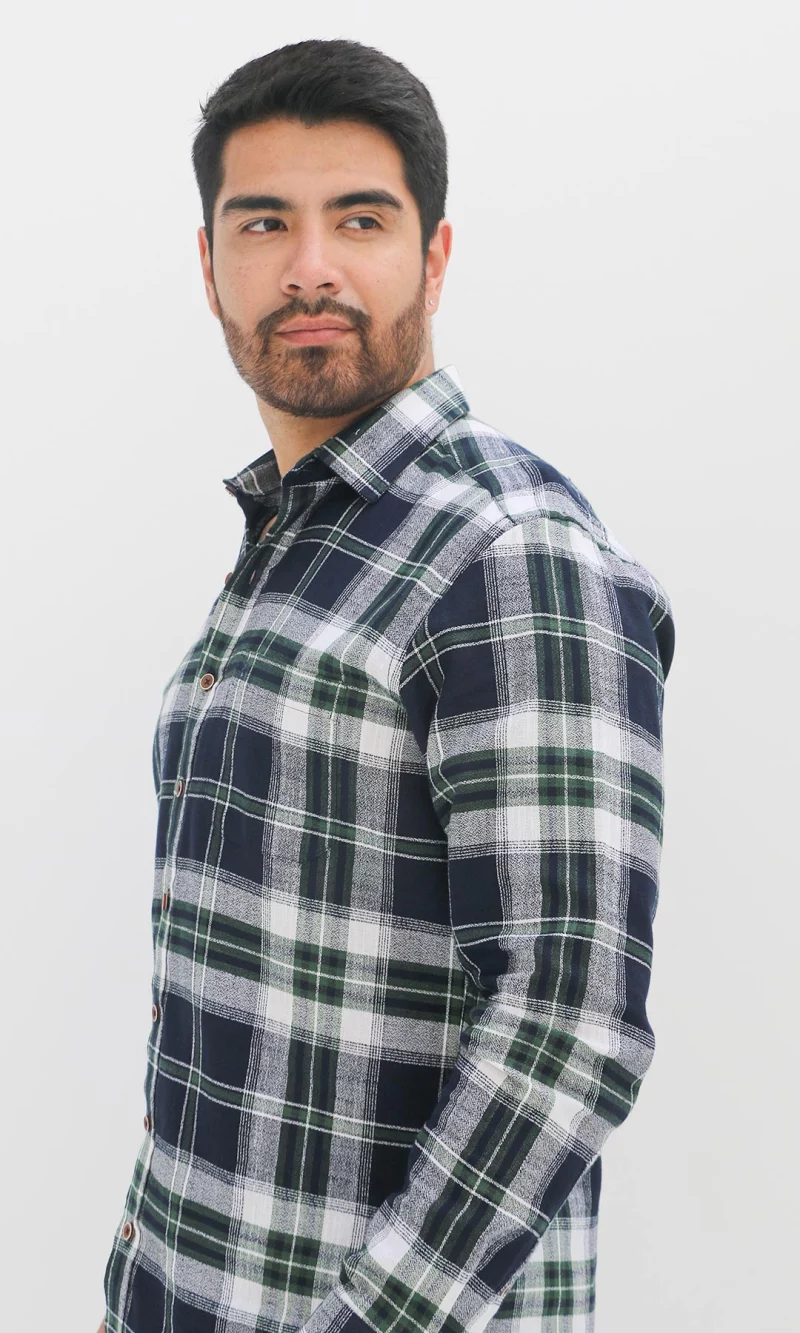 Camisa hombre manga larga cuadros - Imagen 2