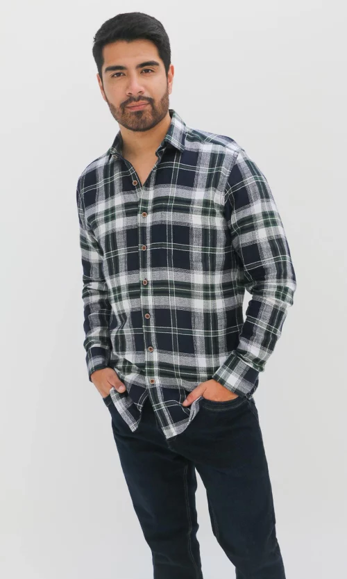 Camisa hombre manga larga cuadros