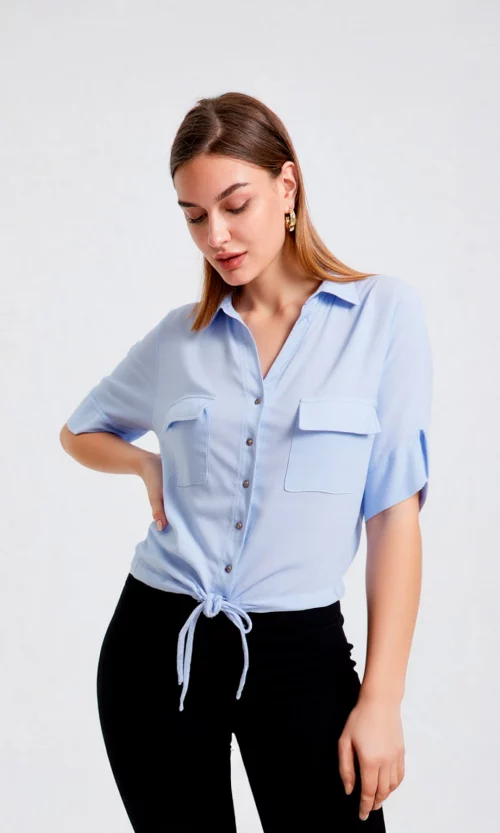 Blusa mujer manga corta unicolor