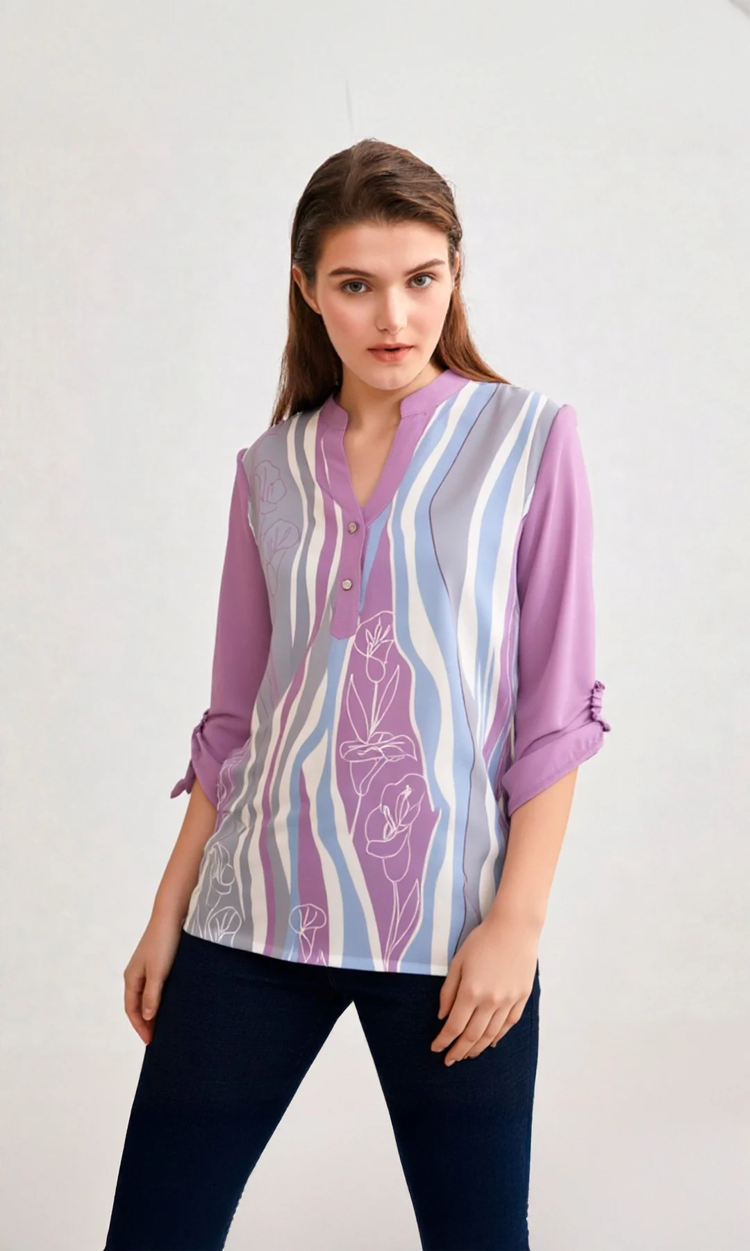 Blusa mujer manga 3/4 estampada - Imagen 3