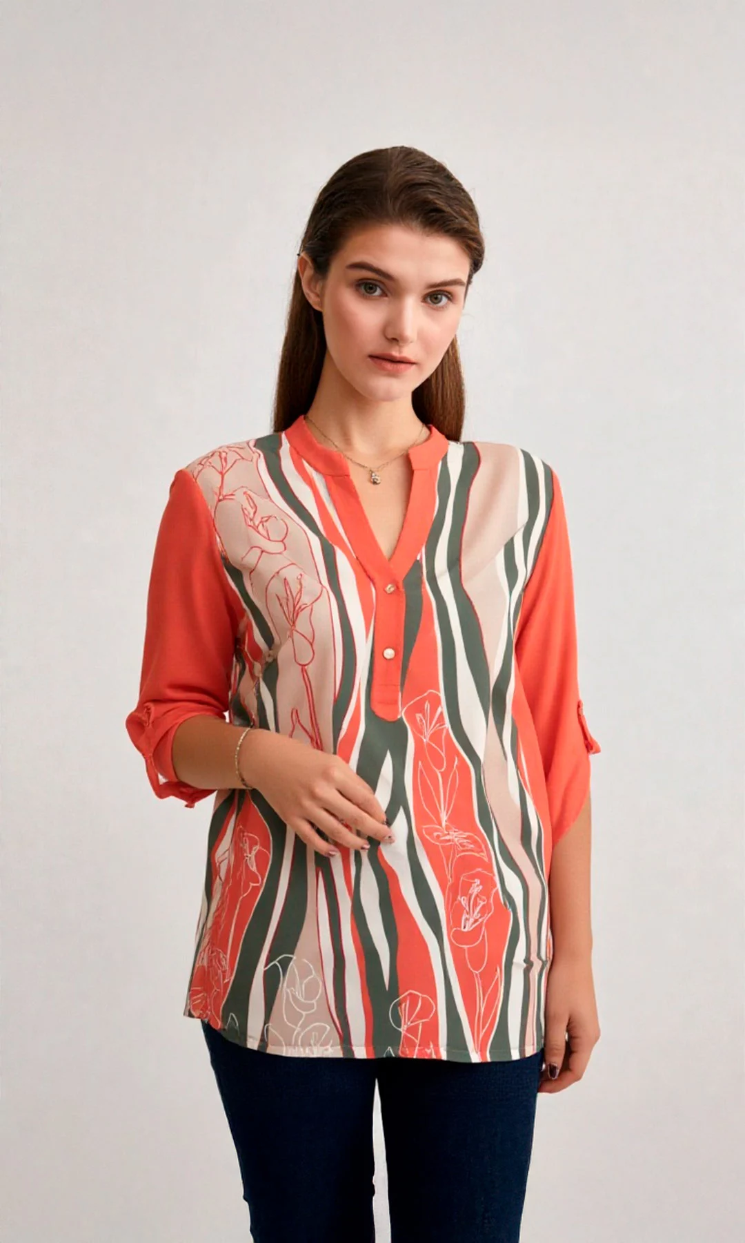 Blusa mujer manga 3/4 estampada - Imagen 2