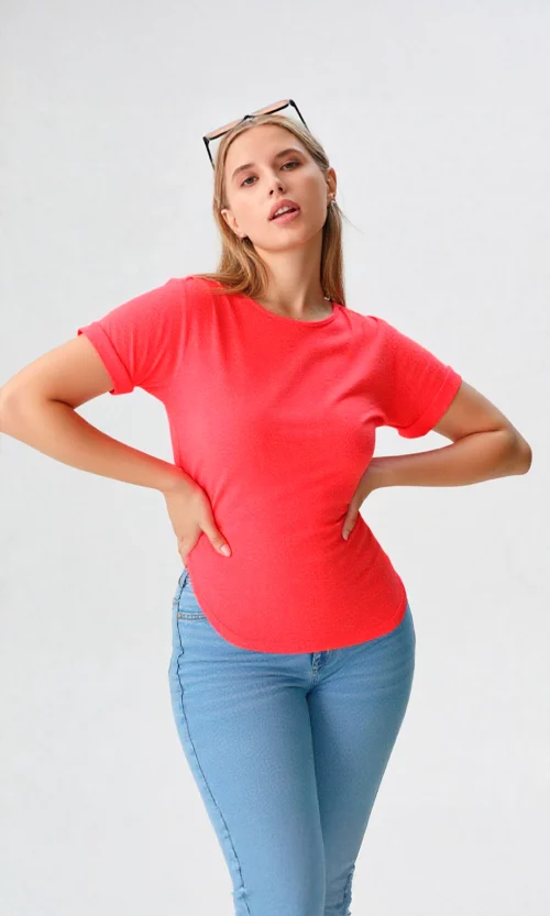 Camiseta mujer manga corta unicolor