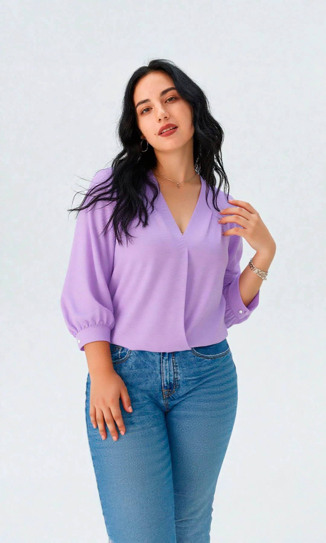 Blusa mujer manga 3/4 unicolor