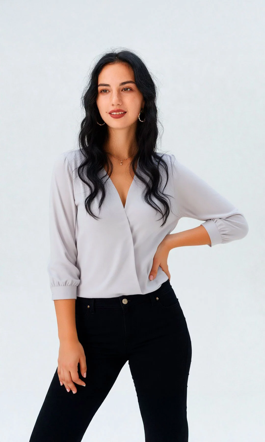 Blusa mujer manga 3/4 unicolor - Imagen 10