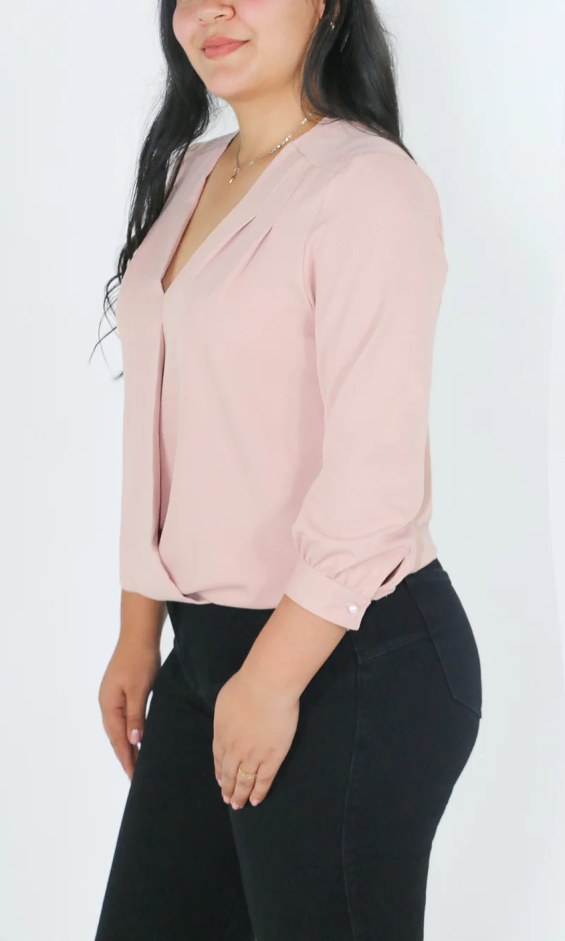 Blusa mujer manga 3/4 unicolor - Imagen 3