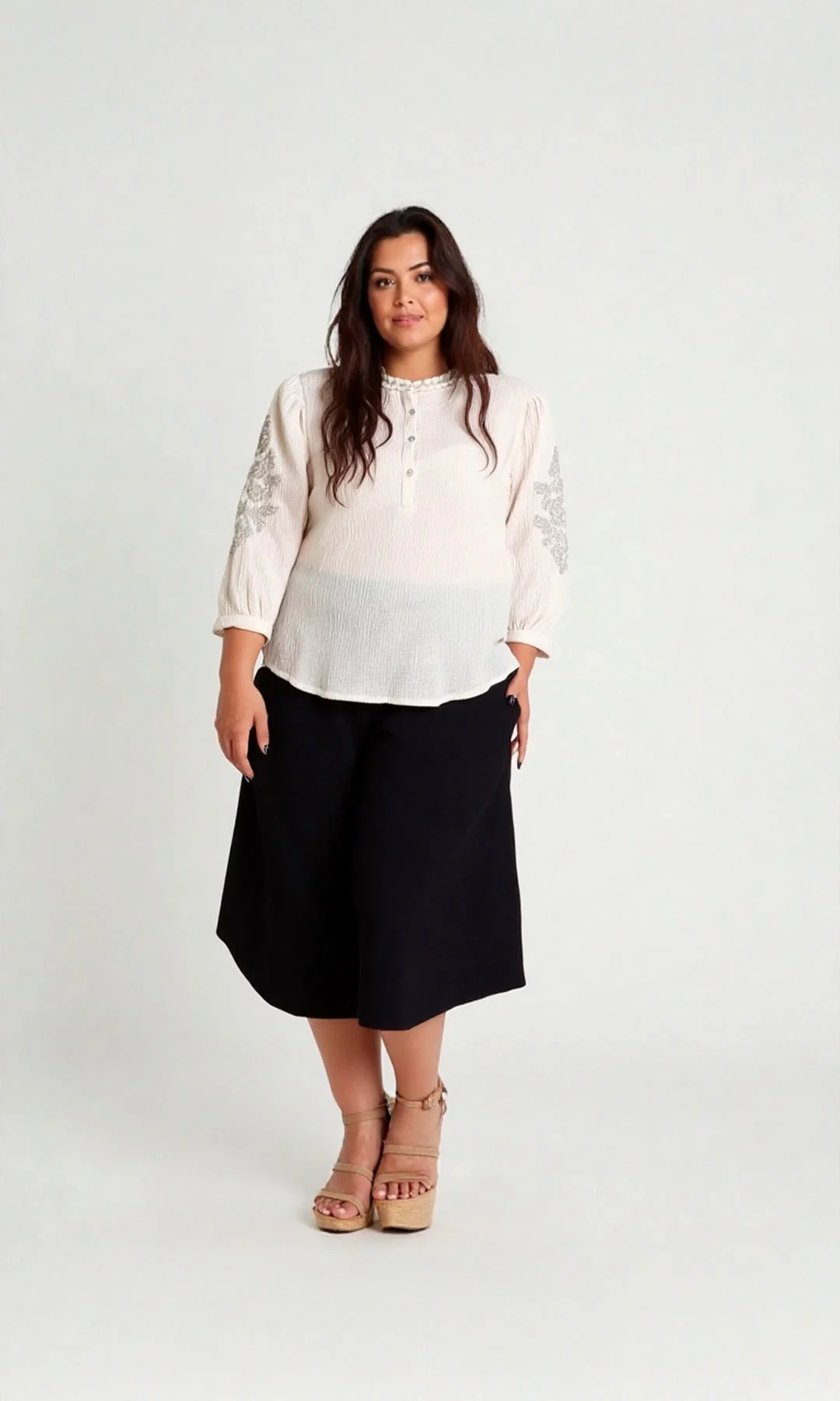 Blusa mujer manga 3/4 unicolor - Imagen 4