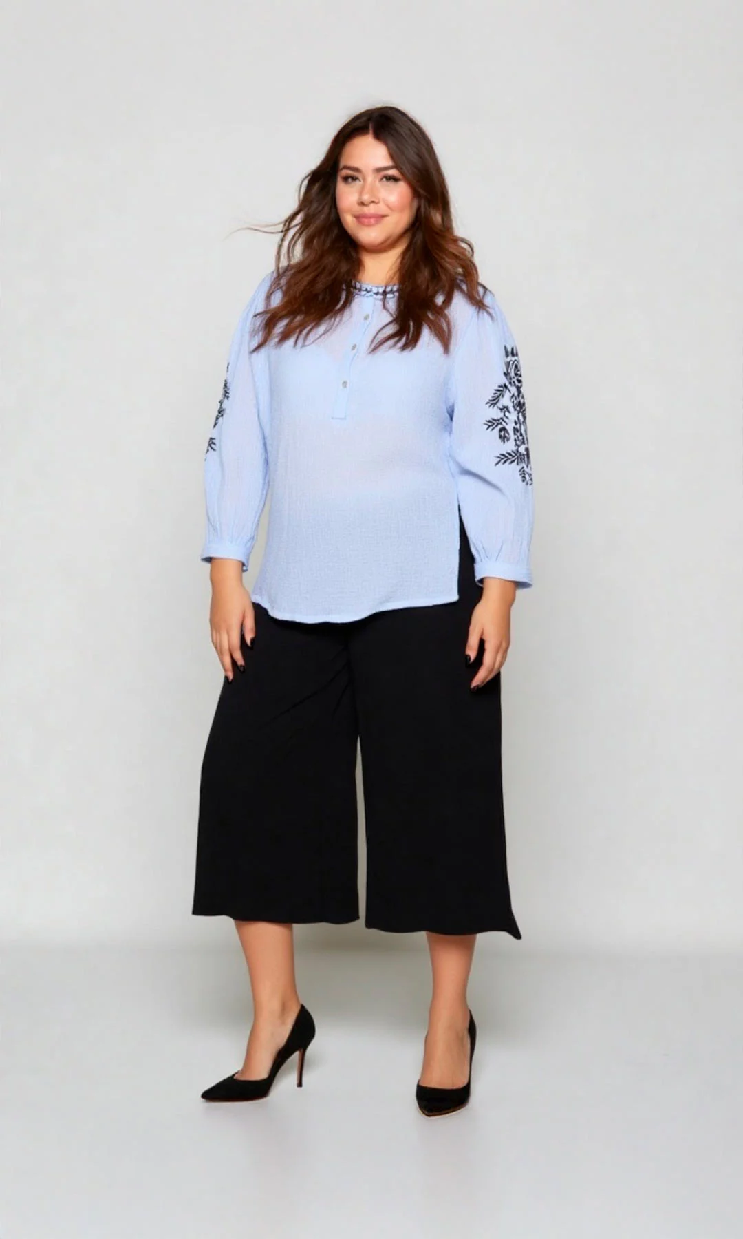 Blusa mujer manga 3/4 unicolor